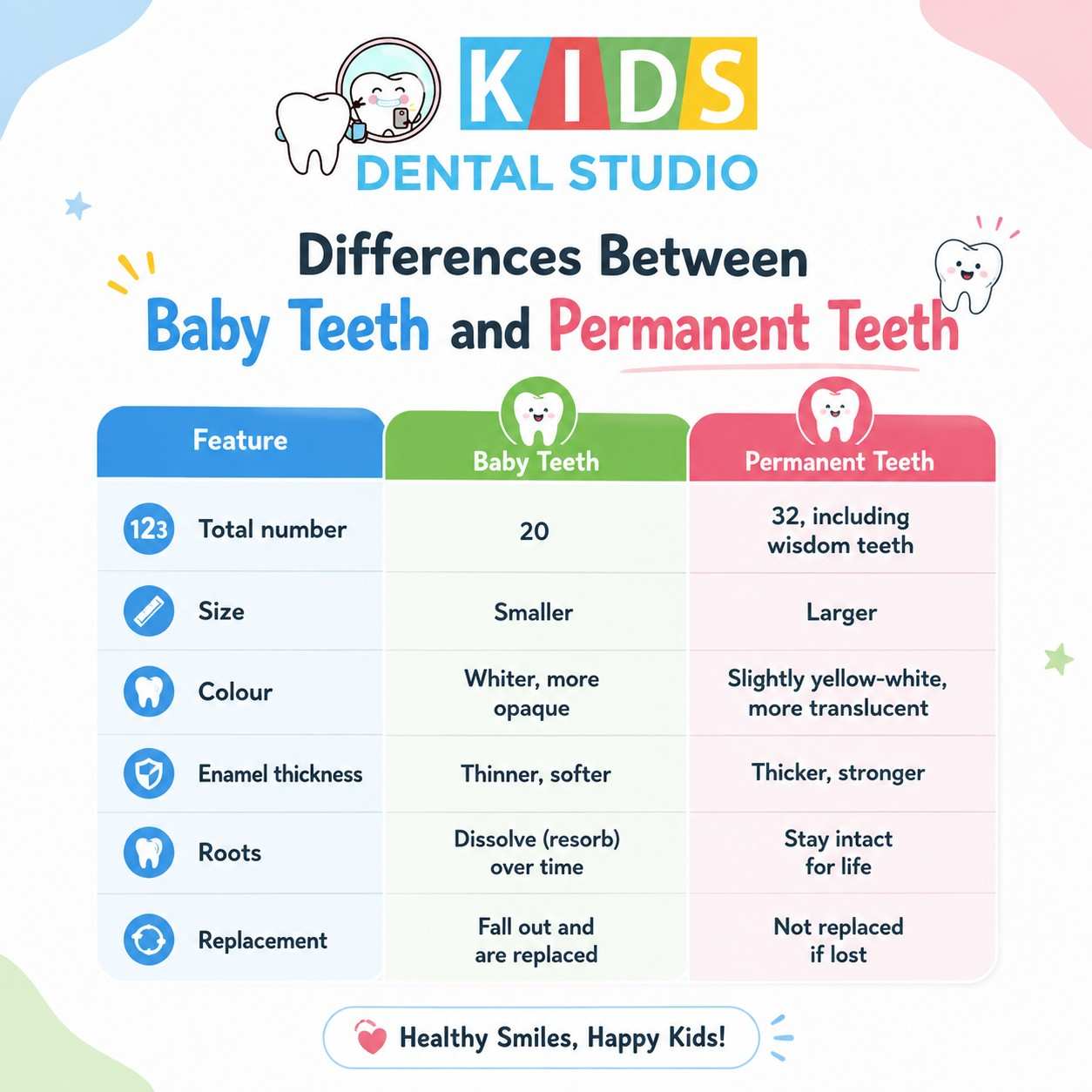 Differences Between Baby Teeth and Permanent Teet